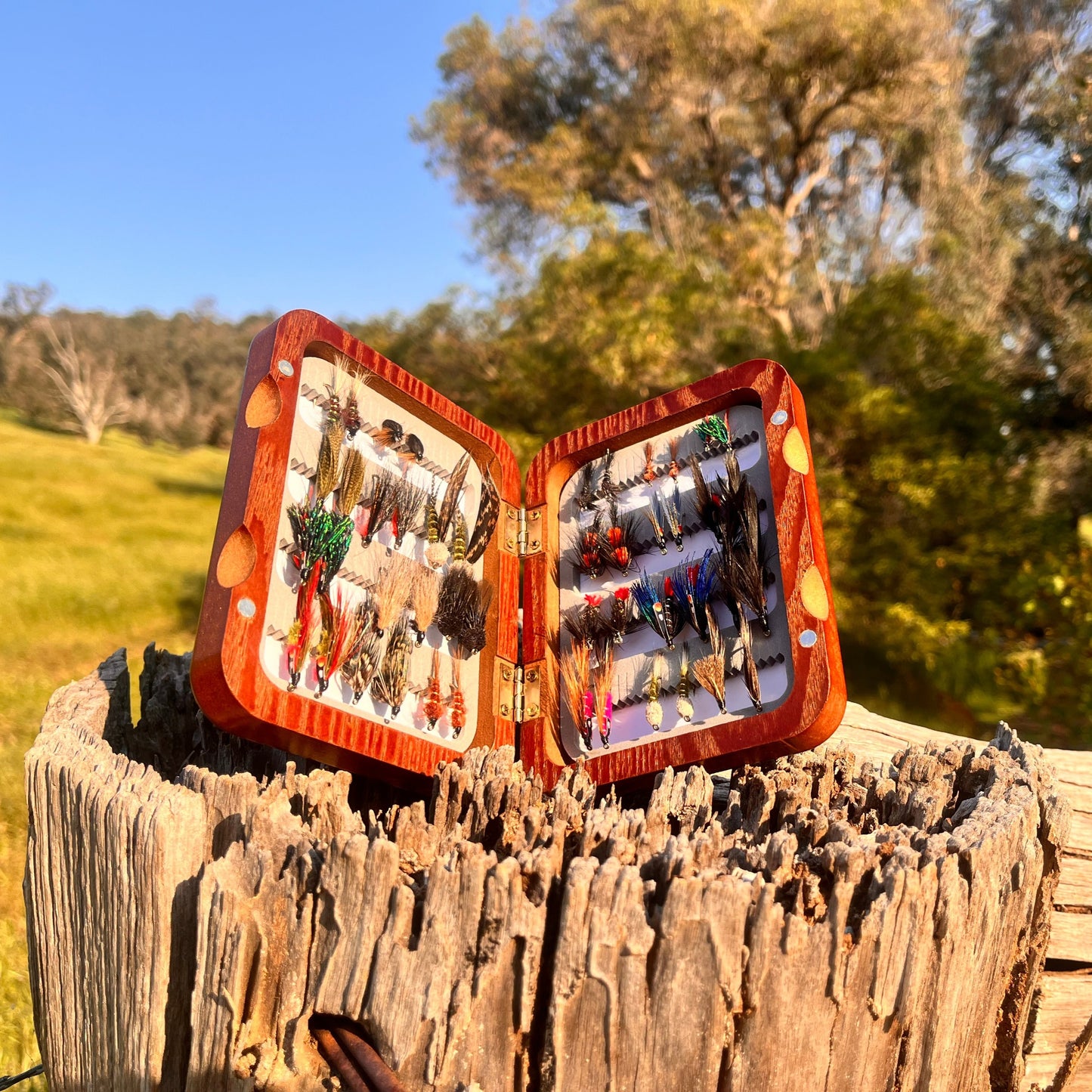 McCoy Freshwater Fishing Fly Collection In Wooden Box